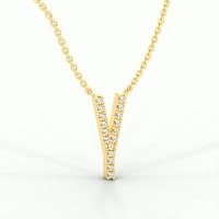 Y Eternal Initial Pendant with Lab-Grown Diamonds and Attached Chain 0.07cts