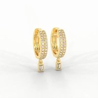 Earring Drop Huggies with Natural Diamonds 0.27cts Total Weight