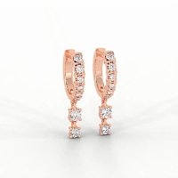 Earring Drop Huggies with Natural Diamonds 0.55cts Total Weight