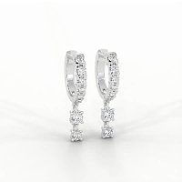 Earring Drop Huggies with Natural Diamonds 0.55cts Total Weight