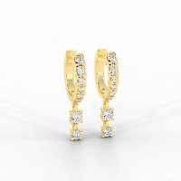 Earring Drop Huggies with Natural Diamonds 0.55cts Total Weight