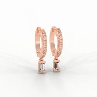 Earring Drop Huggies with Natural Diamonds 0.40cts Total Weight