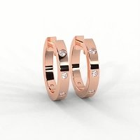 Earring Huggies with Rub Over Natural Diamonds 0.06cts Total Weight