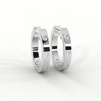 Earring Huggies with Rub Over Natural Diamonds 0.06cts Total Weight
