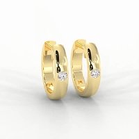 Earring Huggies with Rub Over Natural Diamonds 0.06cts Total Weight