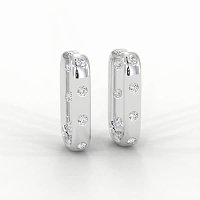 Earring Huggies with Rub Over Natural Diamonds 0.42cts Total Weight