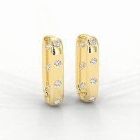 Earring Huggies with Rub Over Natural Diamonds 0.42cts Total Weight