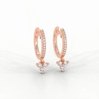 Earring Huggies with Round Natural Diamonds 0.25cts Total Weight
