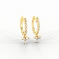 Earring Huggies with Round Natural Diamonds 0.25cts Total Weight