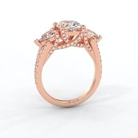 Dalia Three Stones with Diamonds on Split Band