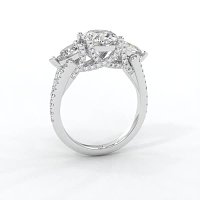 Dalia Three Stones with Diamonds on Split Band