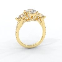Dalia Three Stones with Diamonds on Split Band