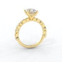 Cara 4 Claws with Emerald and Round Diamonds on Band