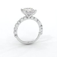 Cara 4 Claws with Emerald and Round Diamonds on Band