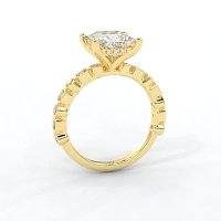 Cara 4 Claws with Emerald and Round Diamonds on Band