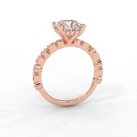 Cara 4 Claws with Emerald and Round Diamonds on Band