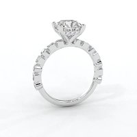 Cara 4 Claws with Emerald and Round Diamonds on Band