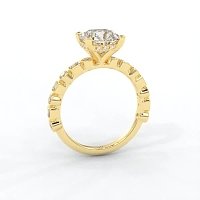 Cara 4 Claws with Emerald and Round Diamonds on Band
