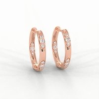 Earring Huggies with Total 0.18cts Lab-Grown Round Diamonds