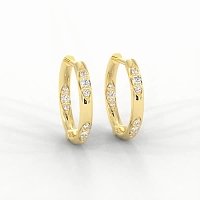 Earring Huggies with Total 0.18cts Lab-Grown Round Diamonds