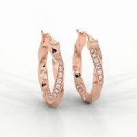 Earring Huggies with Swirling Lab-grown Diamonds