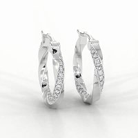 Earring Huggies with Swirling Lab-grown Diamonds