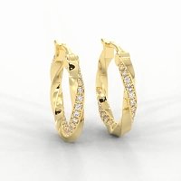 Earring Huggies with Swirling Lab-grown Diamonds
