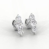 Trilogy Claw Set Earrings with Lab-grown Diamonds