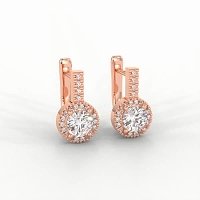 Earring Huggies with Claw Set Total 1.23cts Lab-Grown Round Diamonds