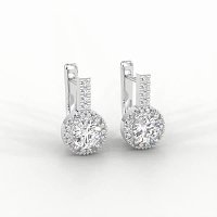 Earring Huggies with Claw Set Total 1.23cts Lab-Grown Round Diamonds