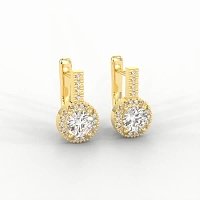 Earring Huggies with Claw Set Total 1.23cts Lab-Grown Round Diamonds
