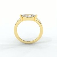 Minimal Bold Side Stones Ring with IGI LG Diamonds 1.23cts Total Weight