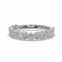 18ct Wg Scattered Marqui and Round Diamond Band