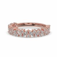 18ct Wg Scattered Marqui and Round Diamond Band