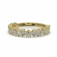 18ct Wg Scattered Marqui and Round Diamond Band
