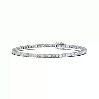 Tennis Bracelet with Horizontal Emerald and Round LG Diamonds 4cts Total Weight