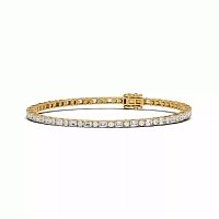 Tennis Bracelet with Horizontal Emerald and Round Lab Grown Diamonds 4cts Total Weight