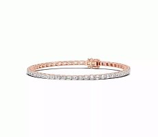 Tennis Bracelet with Horizontal Emerald Lab Grown Diamonds 5cts Total Weight