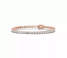 Tennis Bracelet with Horizontal Emerald Lab Grown Diamonds 6cts Total Weight
