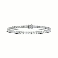 Tennis Bracelet with Horizontal Emerald Lab Grown Diamonds 6cts Total Weight