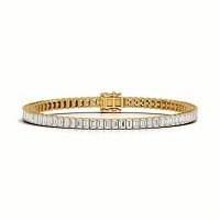 Tennis Bracelet with Vertical Emerald Lab Grown Diamonds 6cts Total Weight