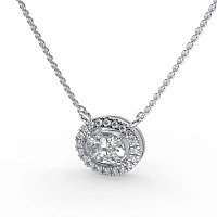 18ct White Gold Necklace with Oval & Round Lab Grown Diamond 0.62ct Total Weight, E-F / VS-VVS