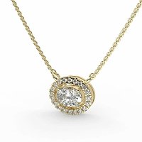 18ct Yellow Gold Necklace with Oval & Round Lab Grown Diamond 0.62ct Total Weight, E-F / VS-VVS