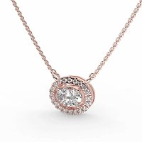 18ct Rose Gold Necklace with Oval & Round Lab Grown Diamond 0.62ct Total Weight, E-F / VS-VVS