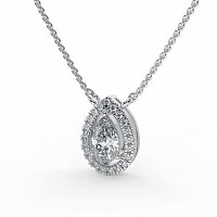 18ct White Gold Necklace with Pear & Round Lab Grown Diamond 0.63ct Total Weight, E-F / VS-VVS