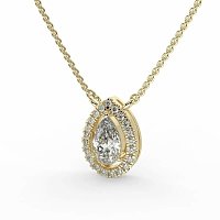 18ct Yellow Gold Necklace with Pear & Round Lab Grown Diamond 0.63ct Total Weight, E-F / VS-VVS