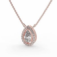 18ct Rose Gold Necklace with Pear & Round Lab Grown Diamond 0.63ct Total Weight, E-F / VS-VVS